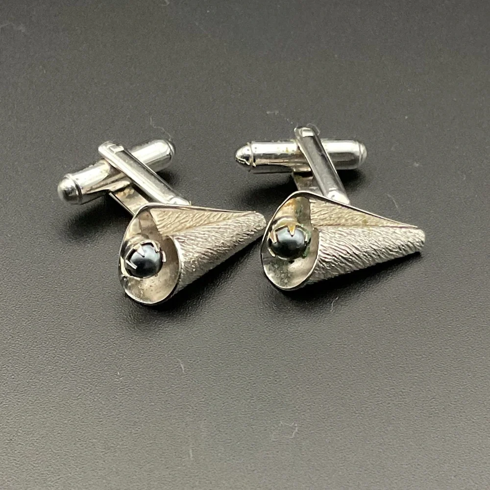 Pair of Silver Tone Modernist Cufflinks